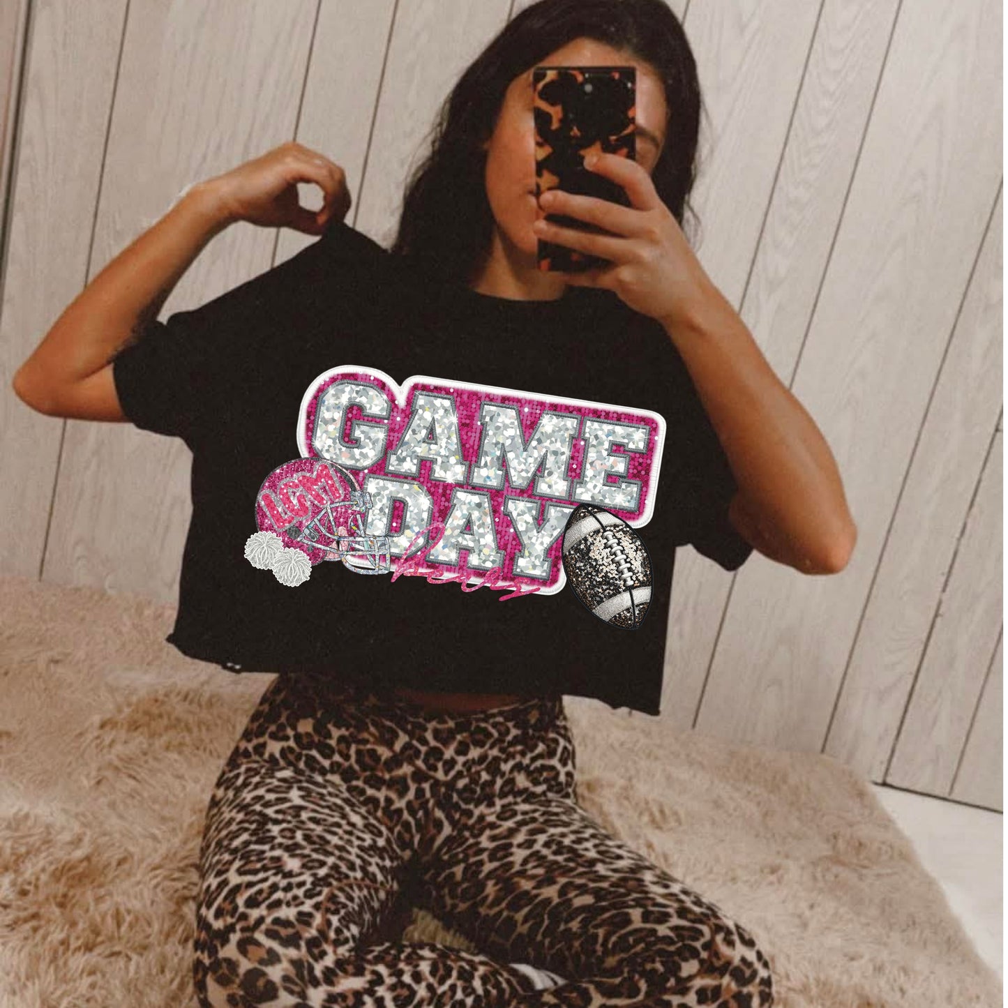 Pink Out Football Faux Bling
