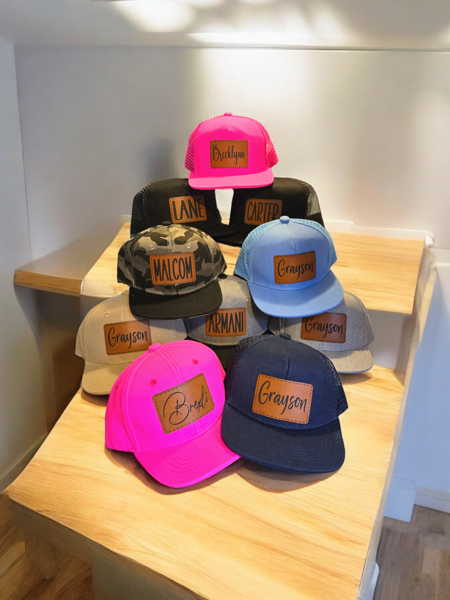 Custom Leather Patch Name Snapback- infant/youth