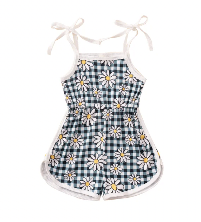 Gingham Daisy Short Romper