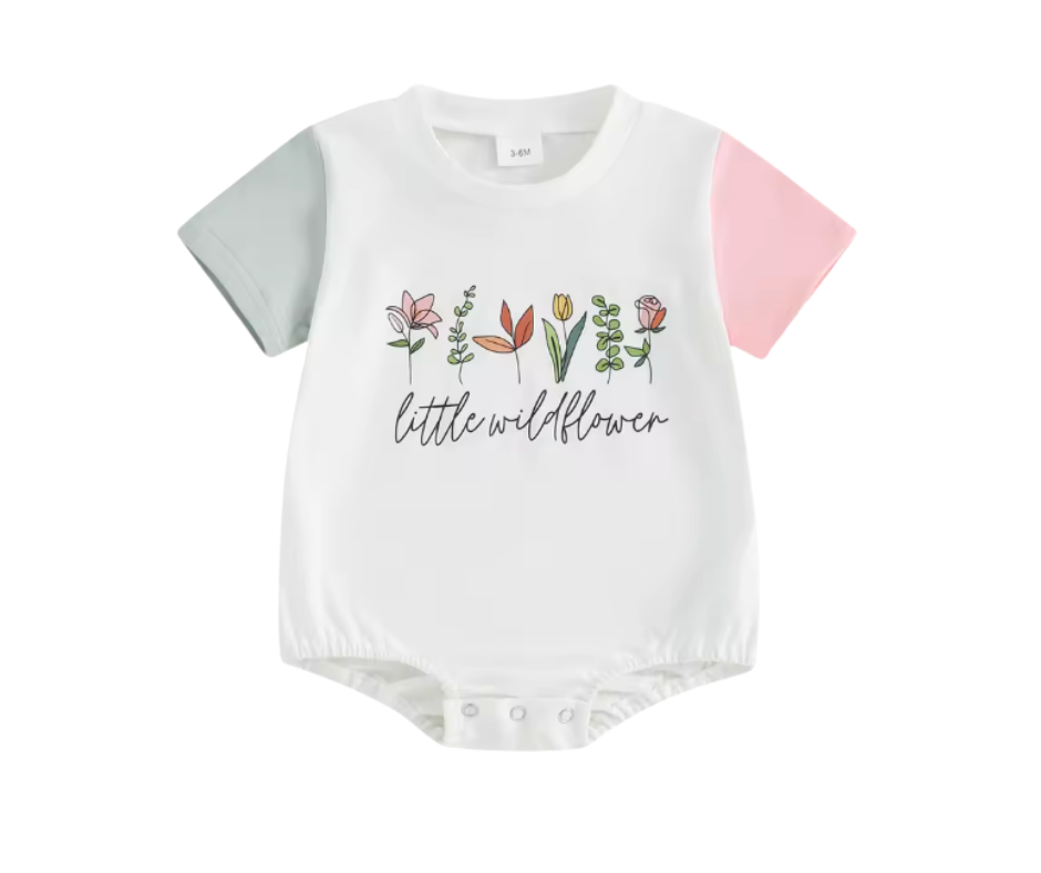 Little Wildflower Colorblock Tee Romper