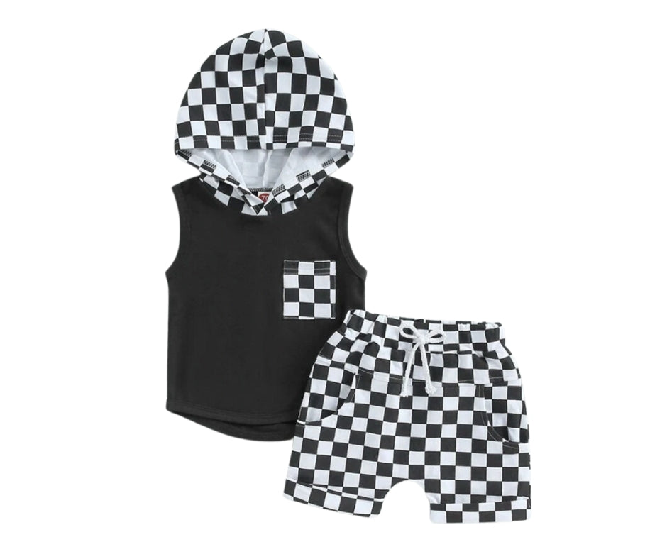 Hooded Chex Short Set