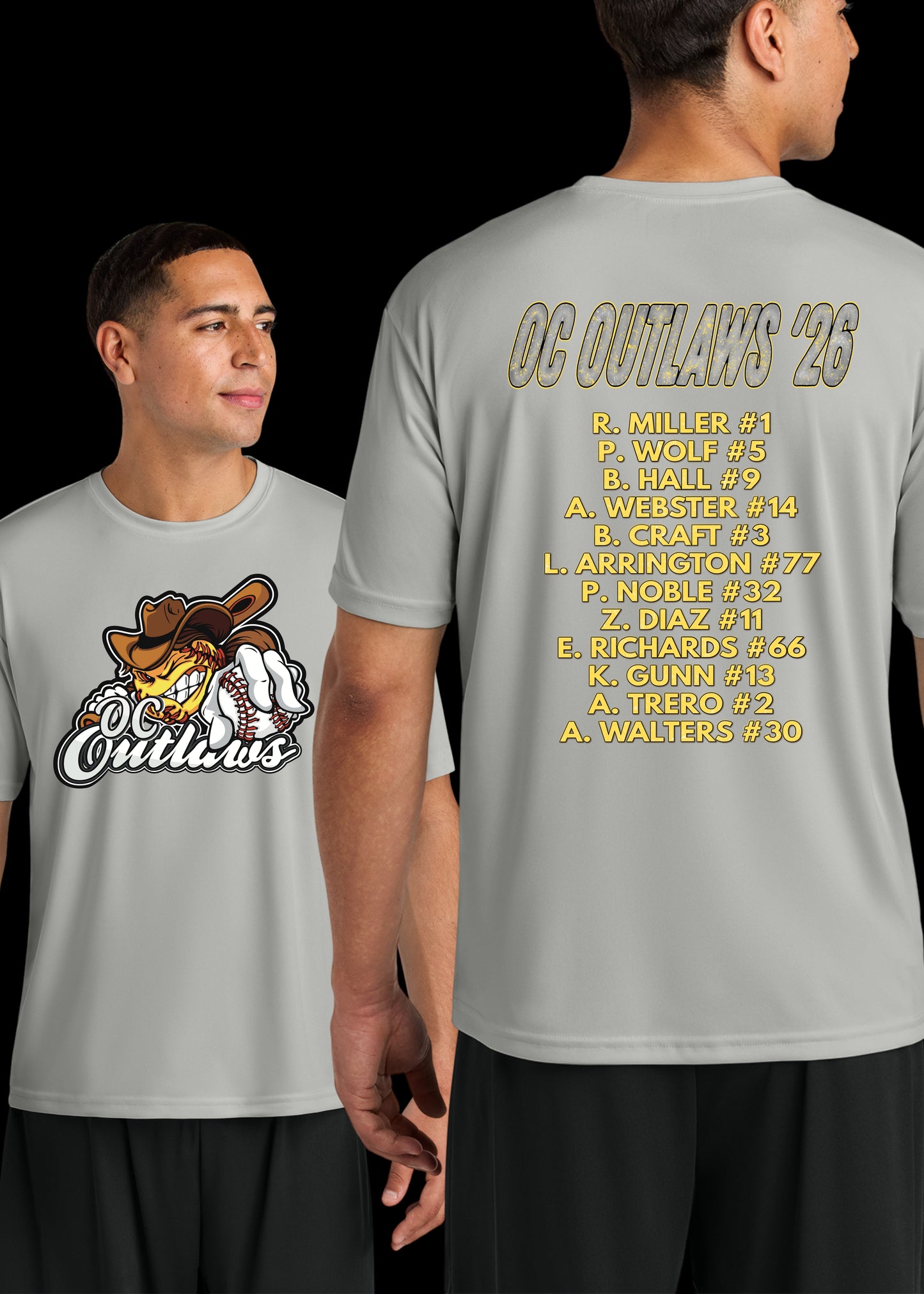 OC OUTLAWS ROSTER TEES 2025 FALL: ADULT