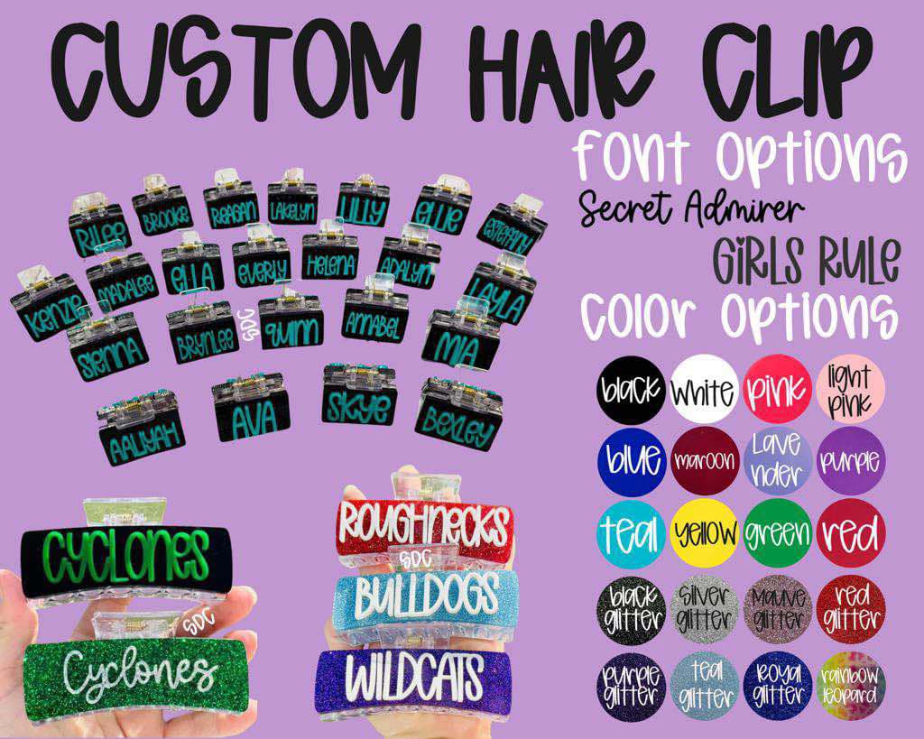 PREORDER: RERUN Custom Mascot/Name Hair Clips 9.8.25 - ORDER SEPERATE