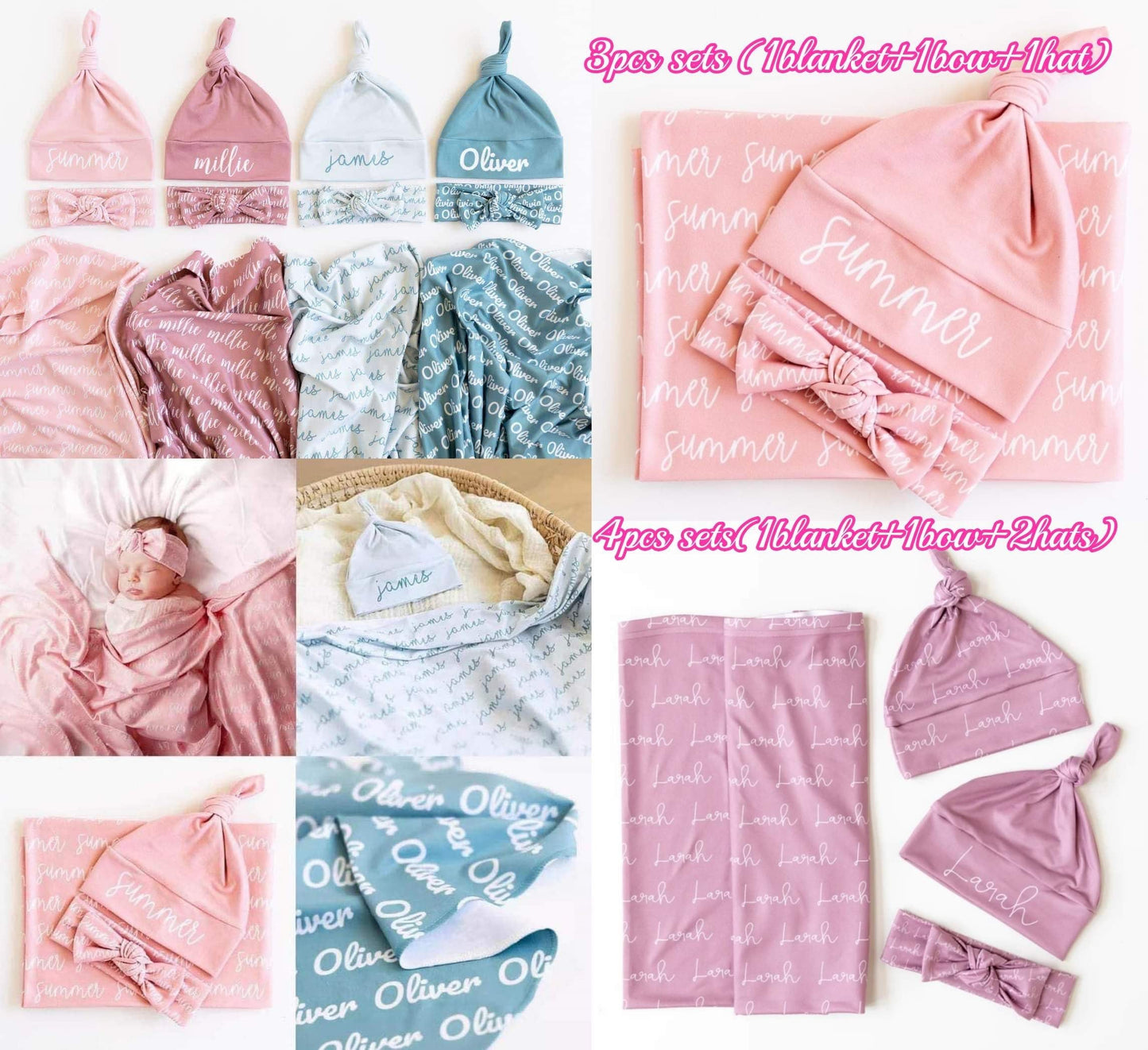 PREORDER: Repeating 3-Piece Blanket and Bow/Hat Set 9.8.25 osym