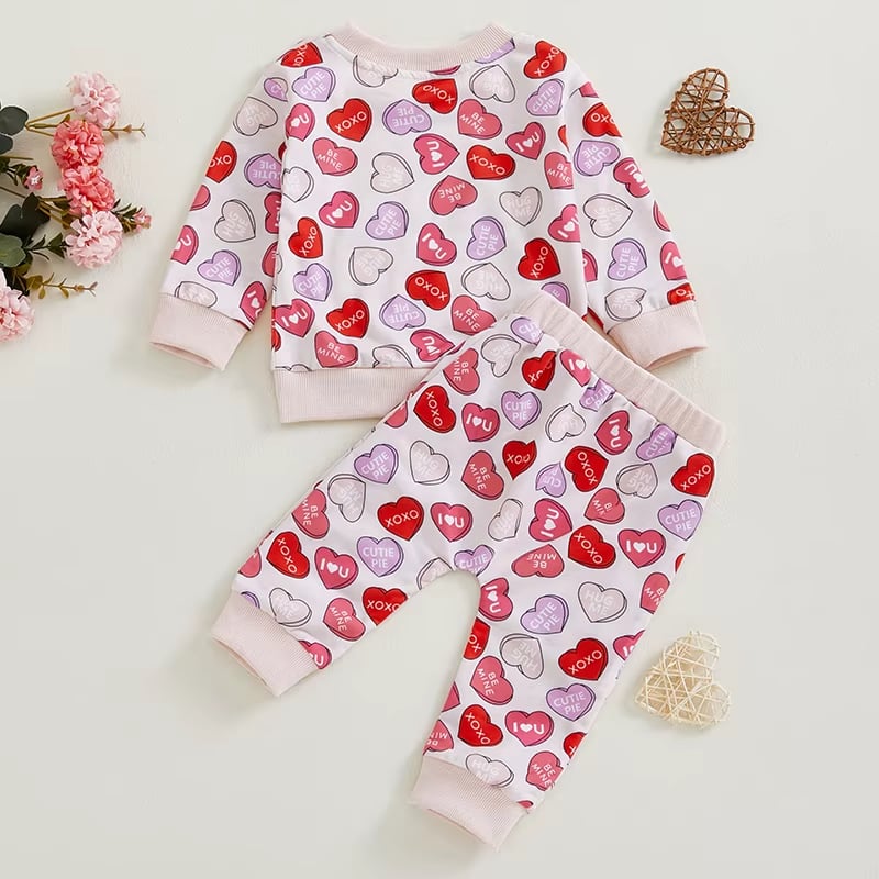 PREORDER: Valentine Girls Sweatshirt and Pant Set 12.23.24