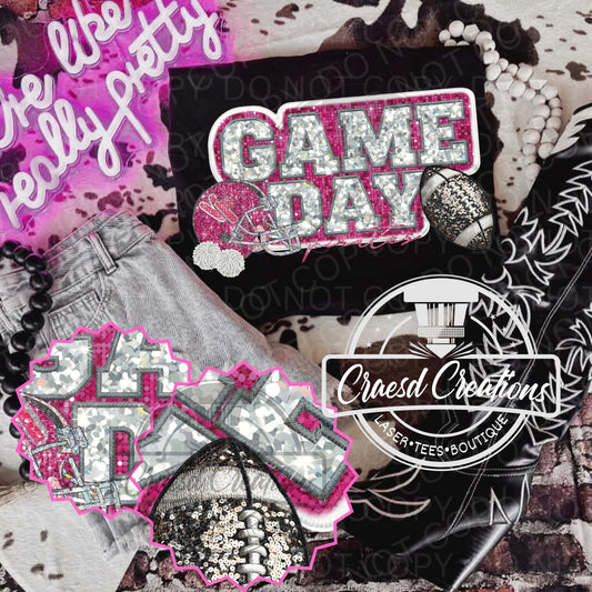Pink Out Football Faux Bling Pirates (VIdor)