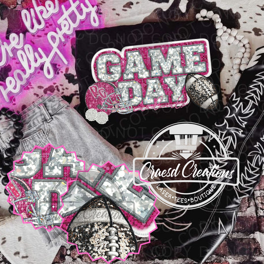 Pink Out Football Faux Bling Cardinals