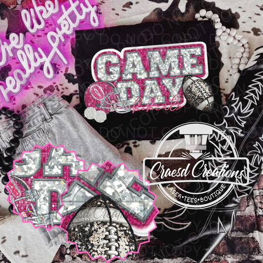 Pink Out Football Faux Bling Bobcats