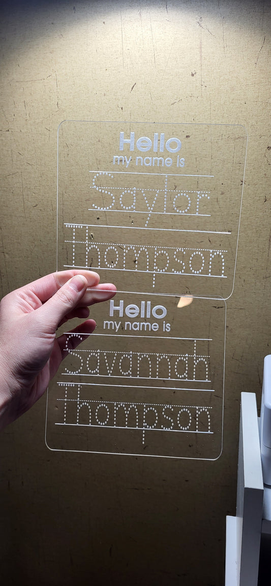 Transparent name boards