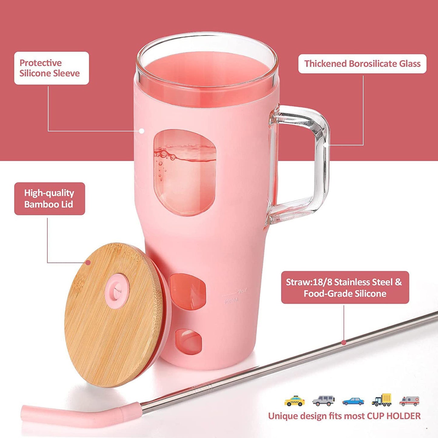 32oz Glass Mug with Silicone Cover Preorder