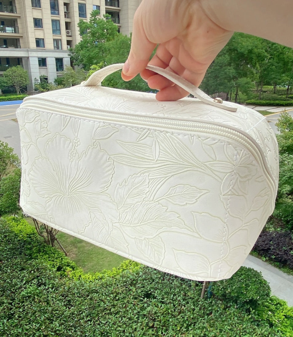 RTS: Printed Vegan Leather Cosmetic Bag