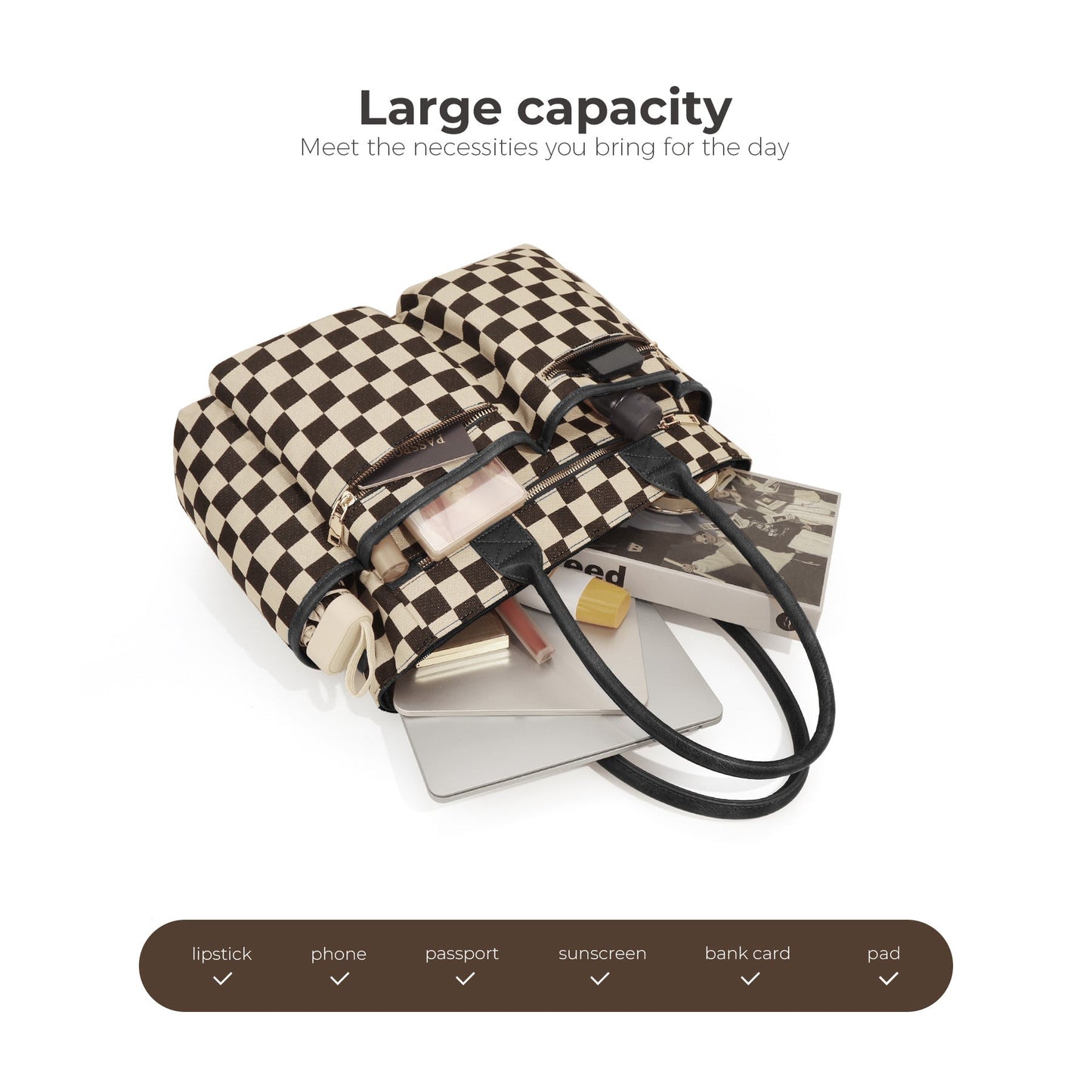PREORDER: On-The-Go Checkered Organizer Tote RERUN 6.1.26