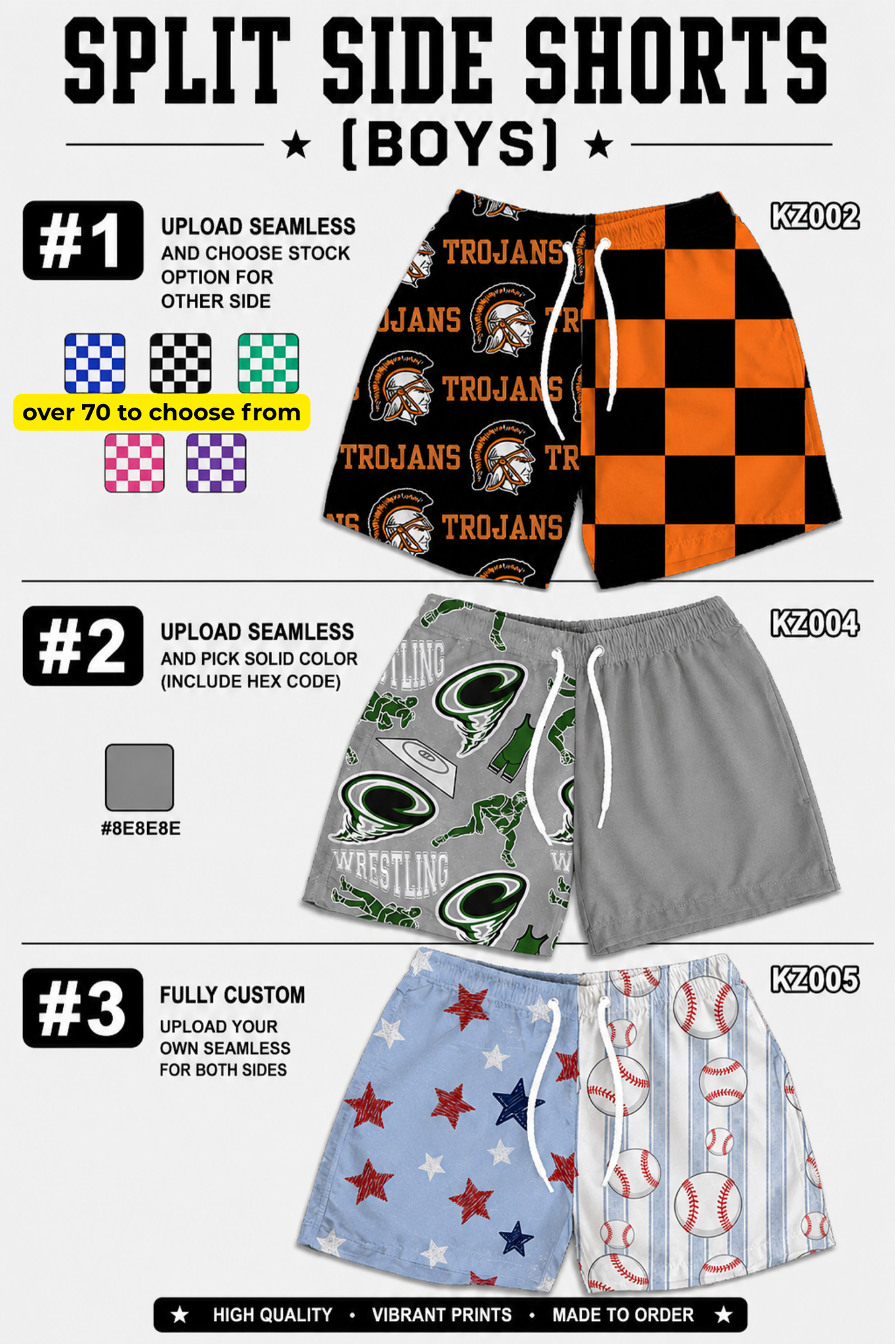PREORDER: Boys Split Side Shorts (Seamless + Solid Color) RERUN 7.20.26