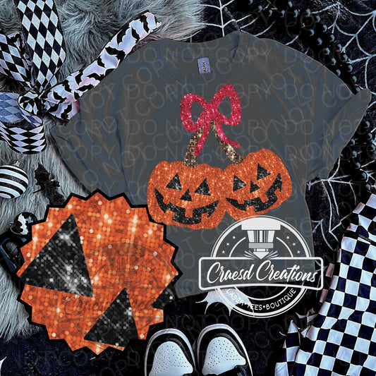 Faux Sequin Bling Pumpkin
