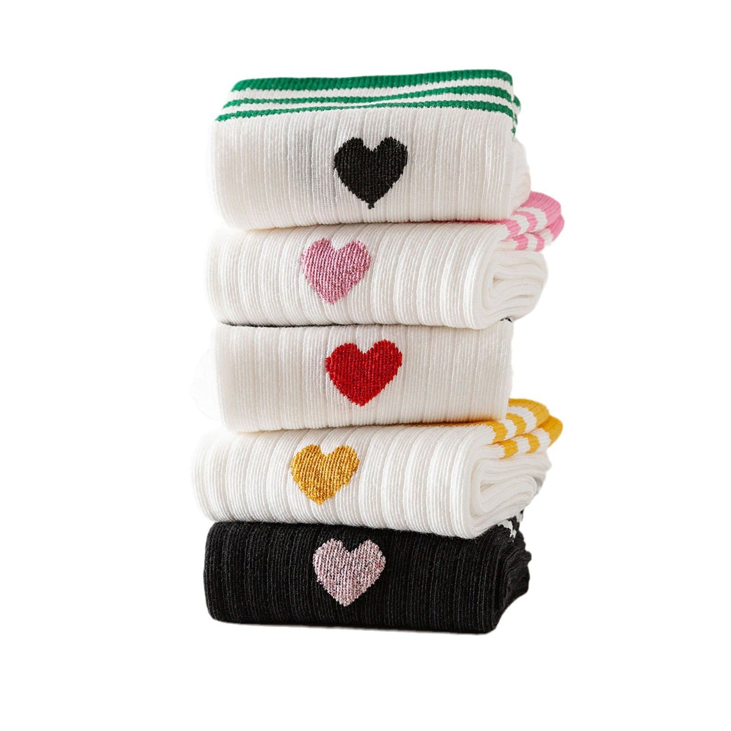 PREORDER: Adult Stripe and Heart Cotton Socks 12.23.24 osym