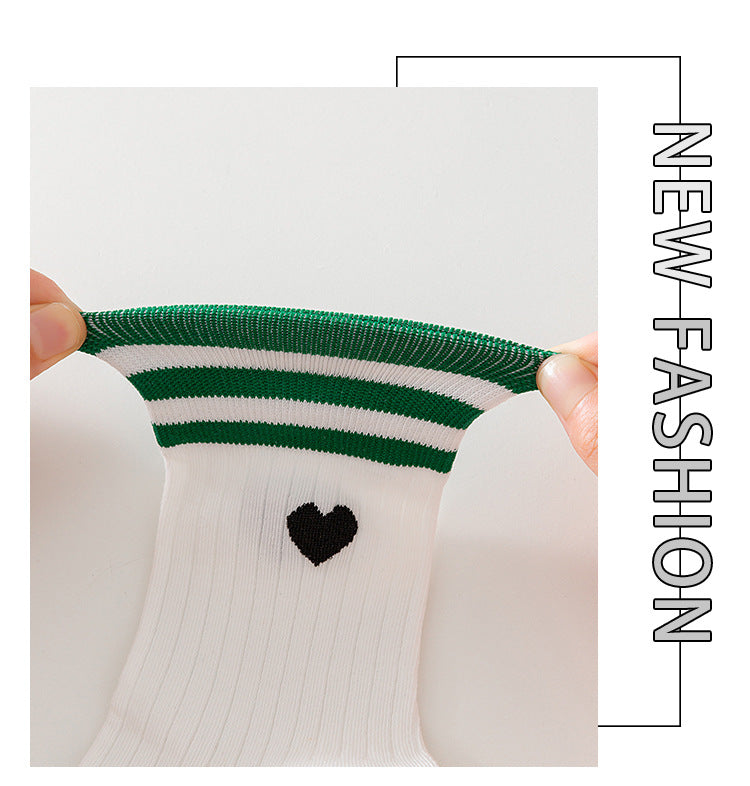 PREORDER: Adult Stripe and Heart Cotton Socks 12.23.24 osym