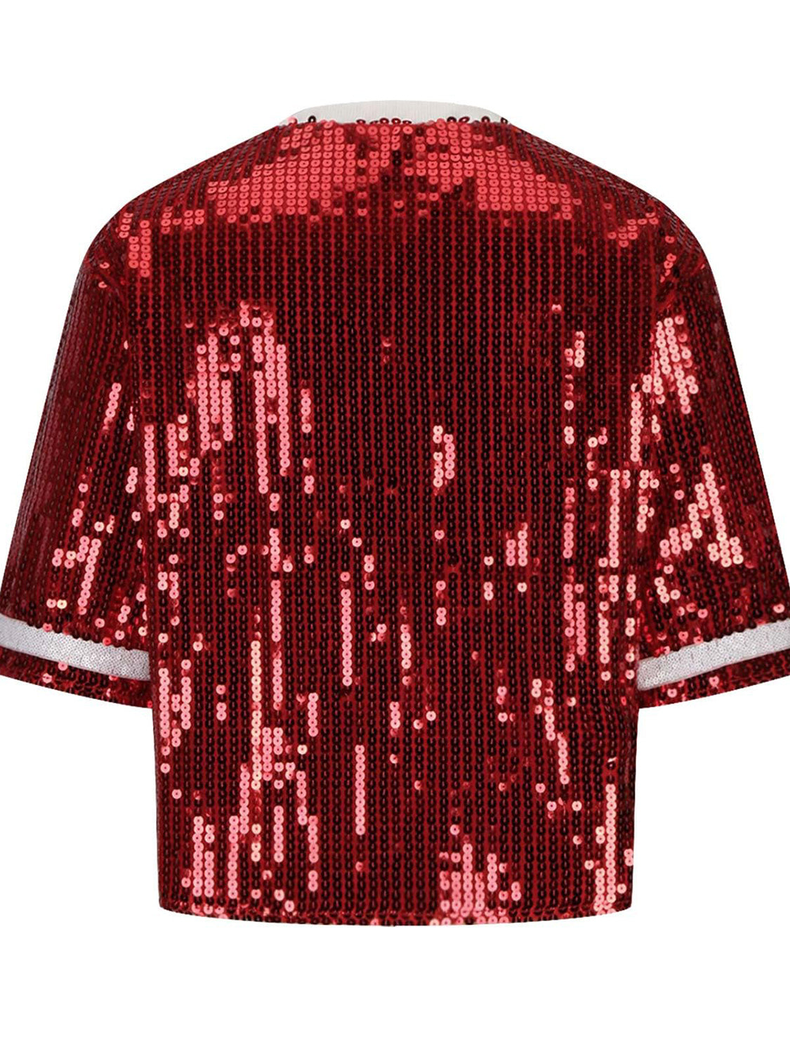 Sequin Football Round Neck Half Sleeve Top