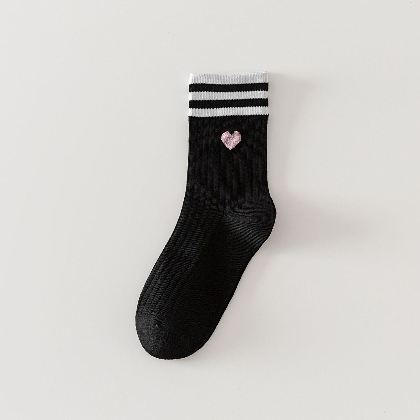 PREORDER: Adult Stripe and Heart Cotton Socks 12.23.24 osym