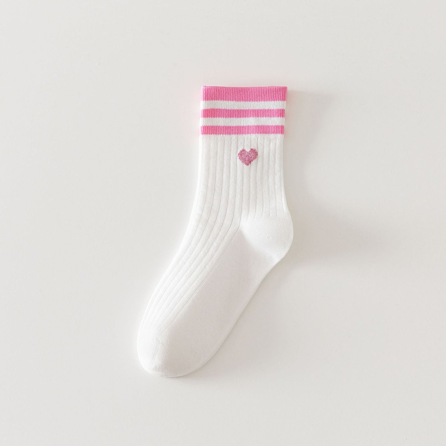 PREORDER: Adult Stripe and Heart Cotton Socks 12.23.24 osym