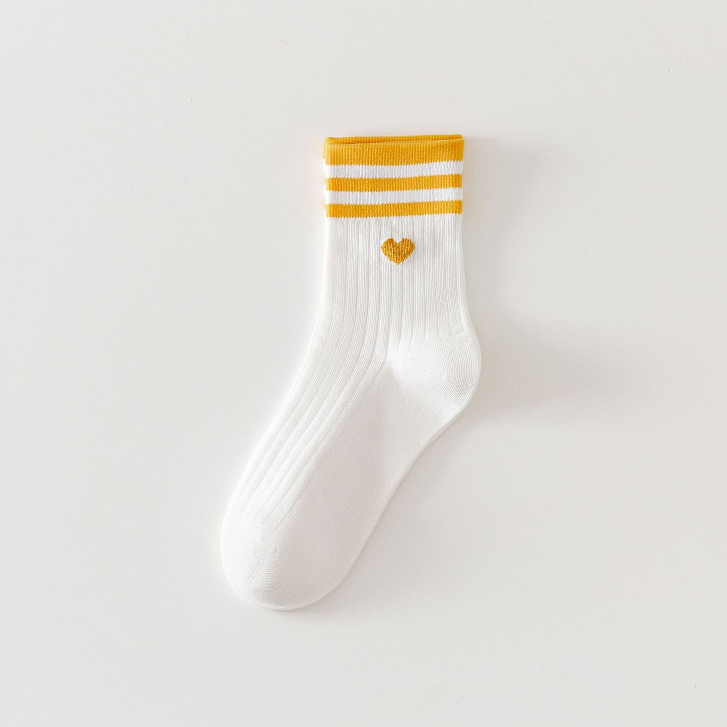 PREORDER: Adult Stripe and Heart Cotton Socks 12.23.24 osym