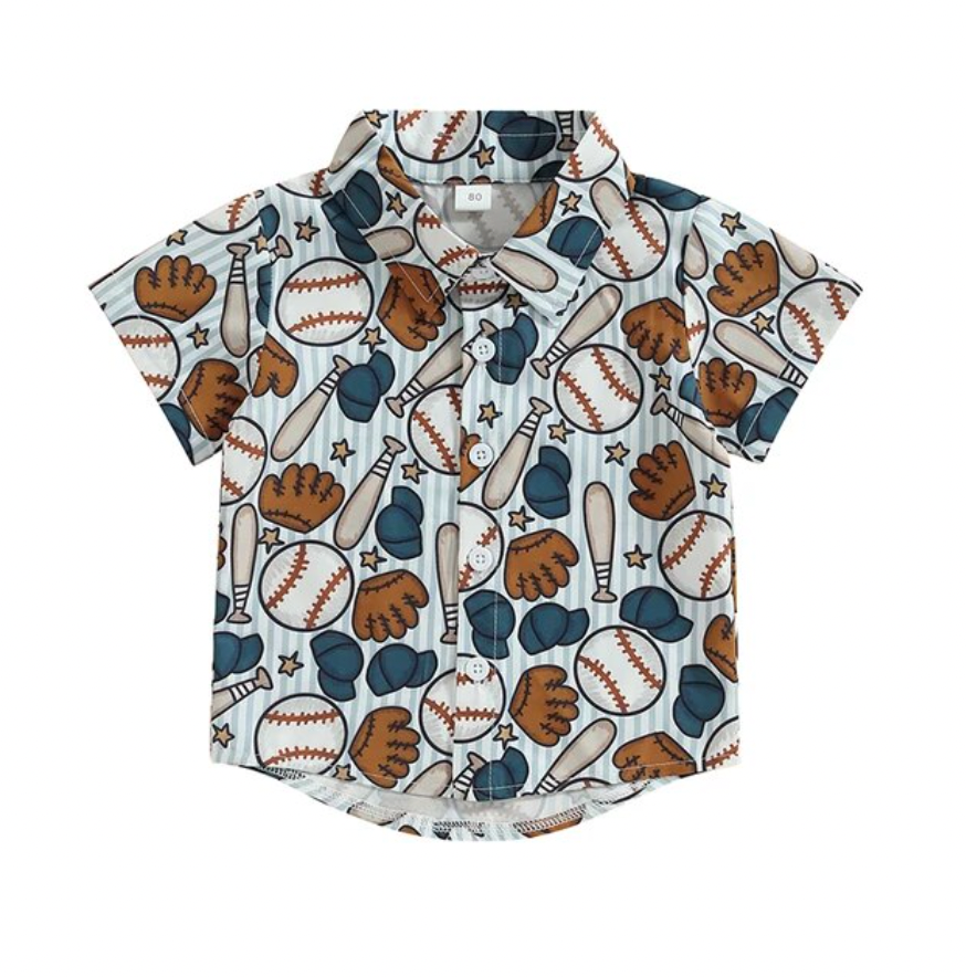 Collared Blue Baseball Shirt