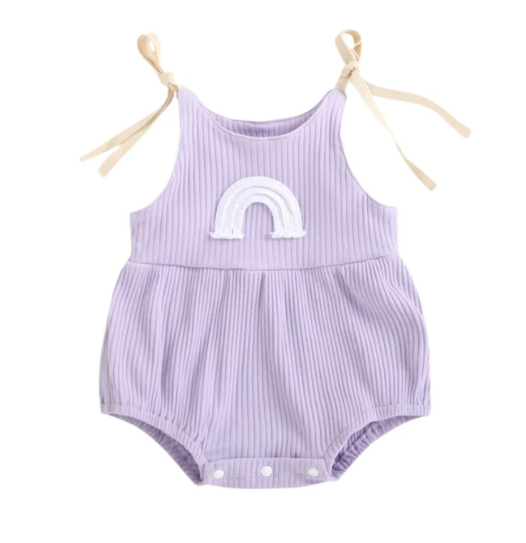 Purple Embroidered Rainbow Romper