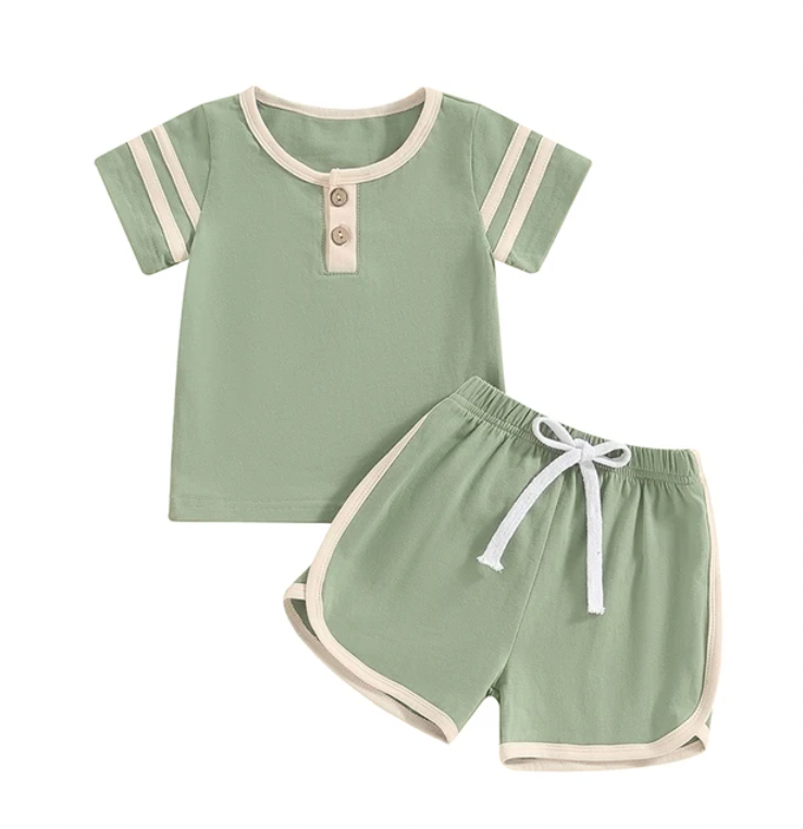 Green Trimmed Short Set