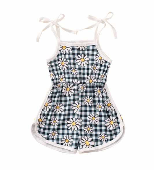 Gingham Daisy Short Romper