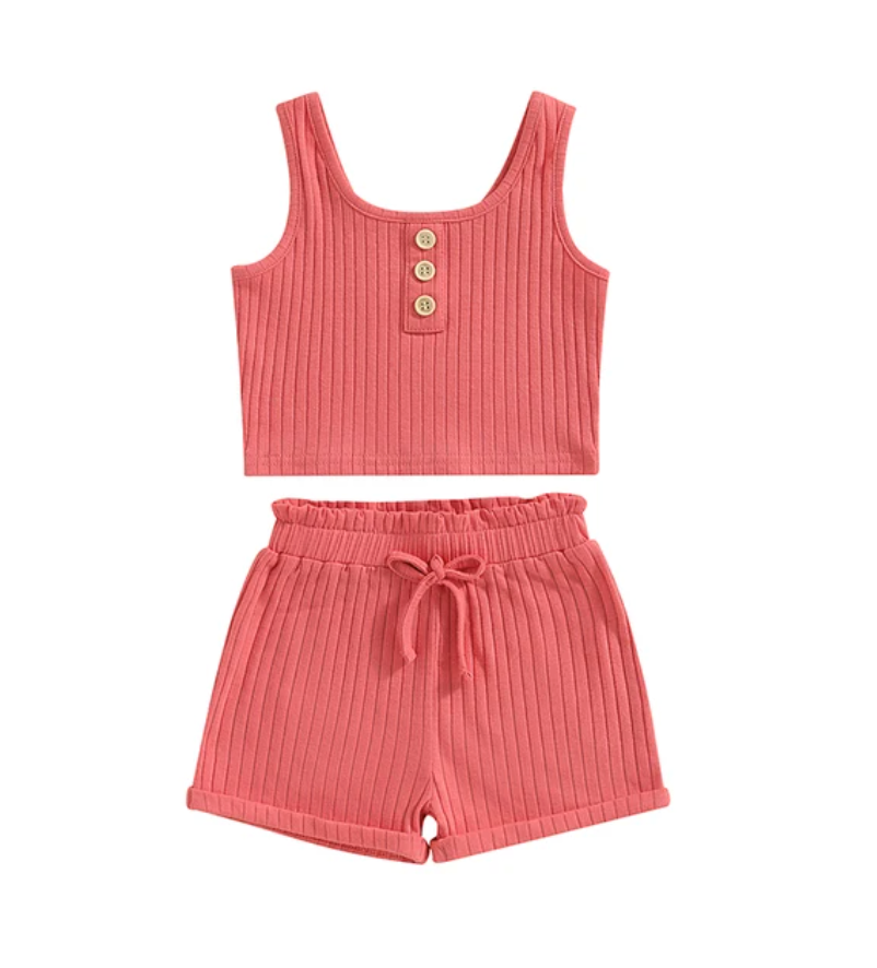 Ribbed Pink Tank Set
