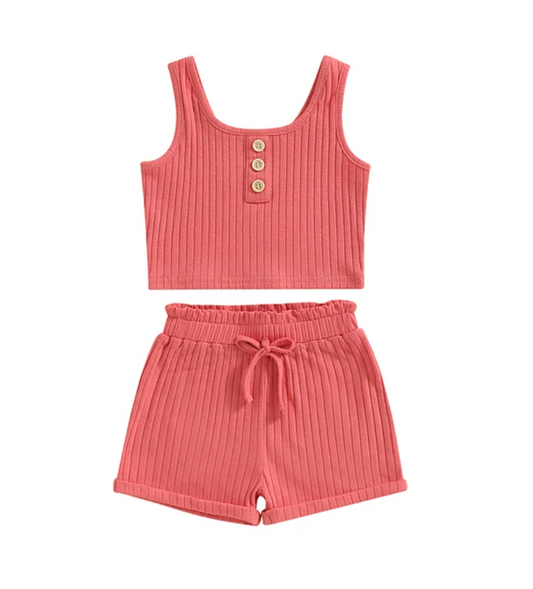 Ribbed Pink Tank Set