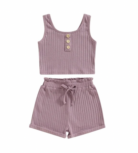 Ribbed Purple Tank Lounge Set
