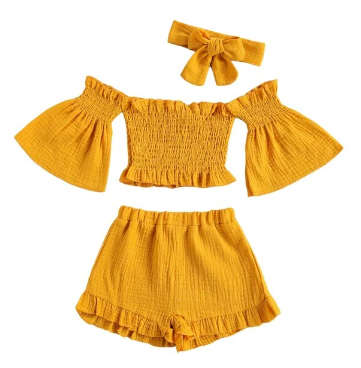 Mustard Off the Shoulder Set