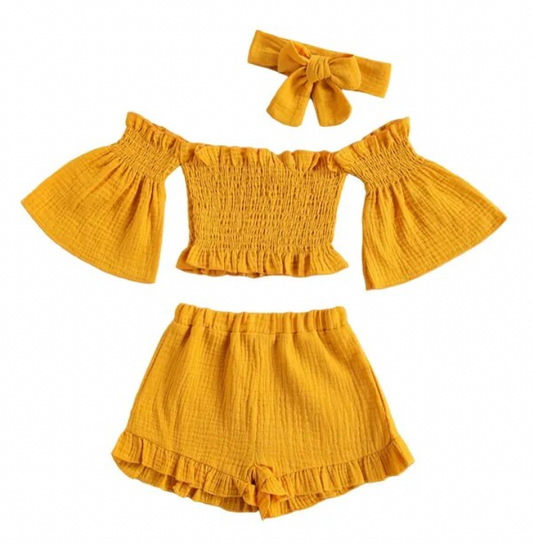 Mustard Off the Shoulder Set