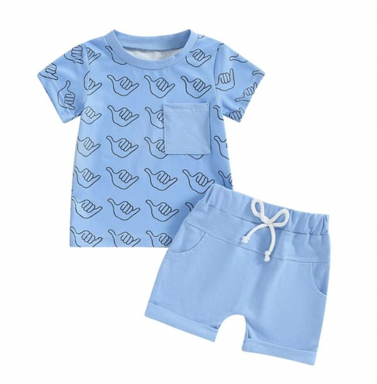 Blue Rad Pocket Tee Short Set