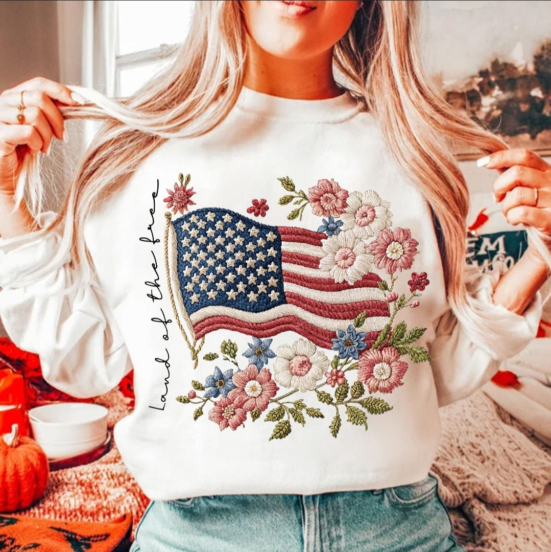 Faux embroidery land of the free