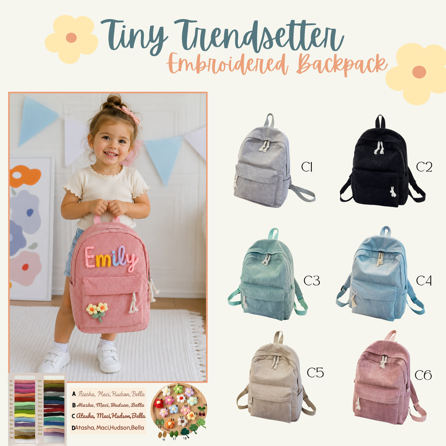 PREORDER: Tiny Trendsetter Embroidered Backpack RERUN 6.15.26