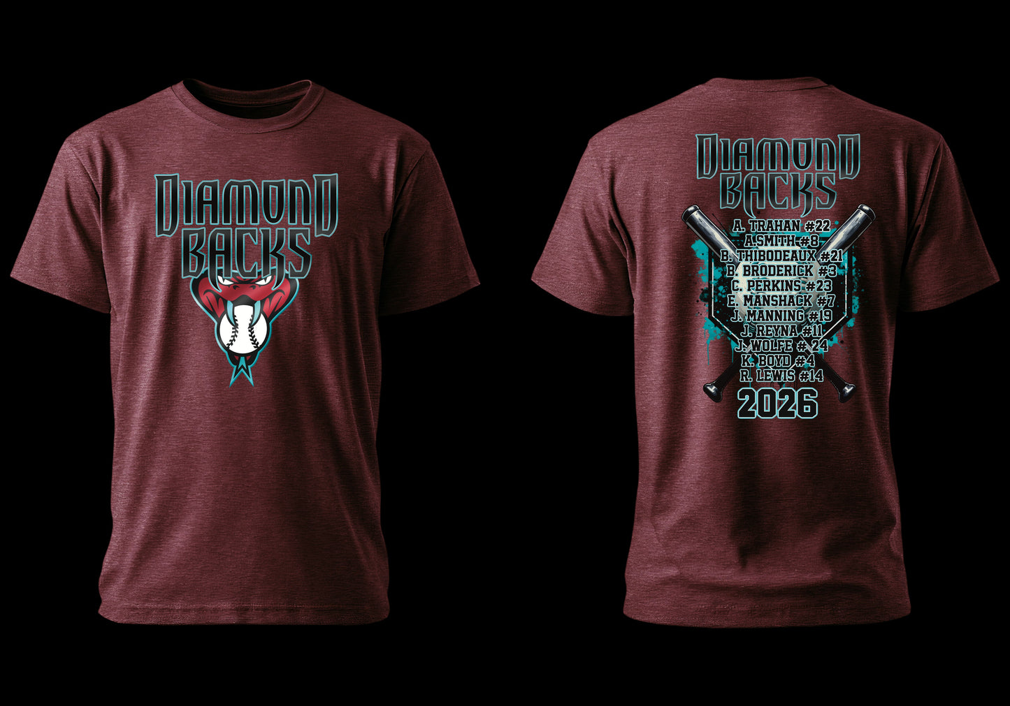 DBACKS BASEBALL ROSTER TEES 2026: baby/youth