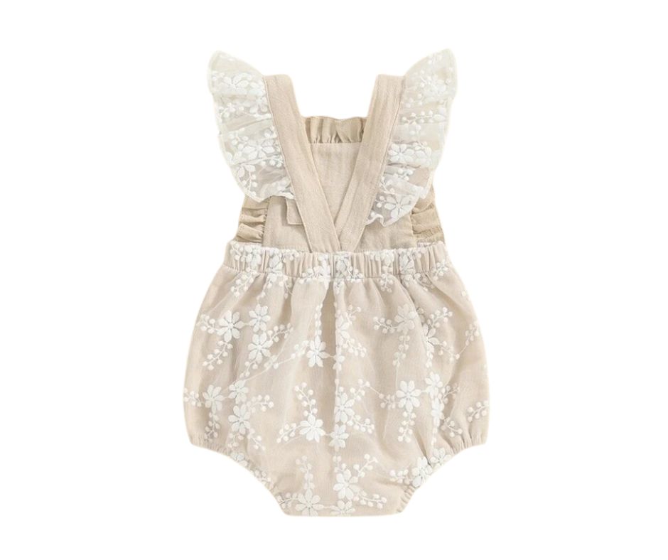 Cream Lace Embroidered Romper