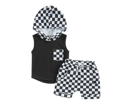 Hooded Chex Short Set