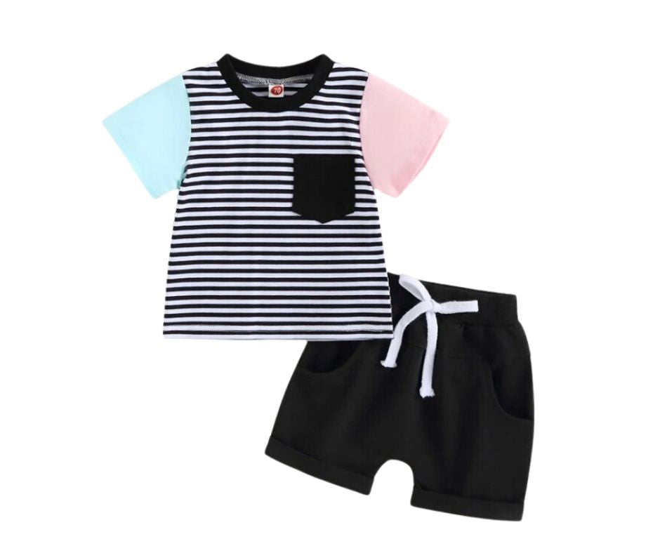 Striped Pink and Blue Sleeve Set