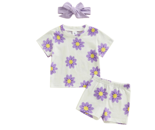 Purple Daisy Set with Bow