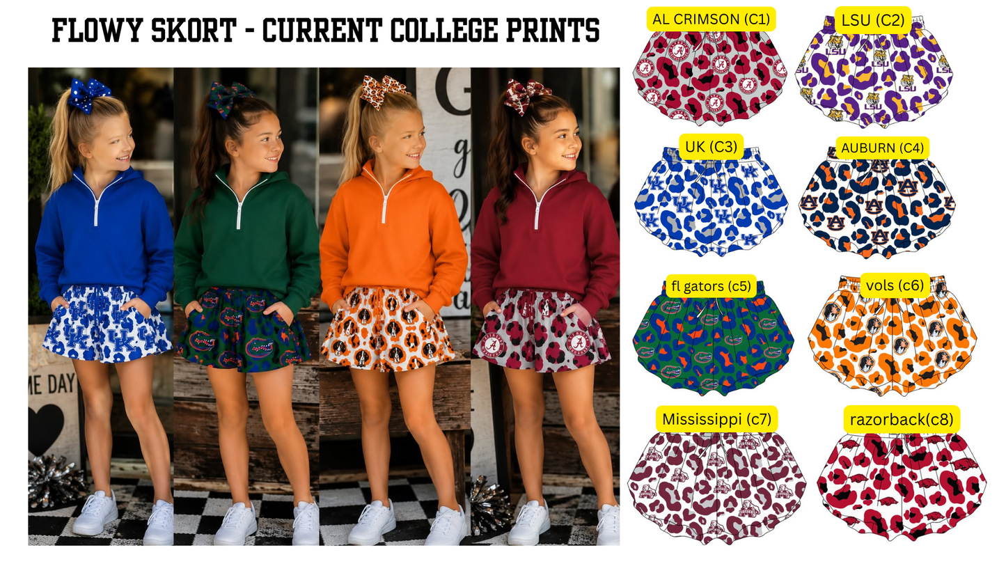 PREORDER: The Custom Varsity Flow Skort (Premade Design)  8.10.26