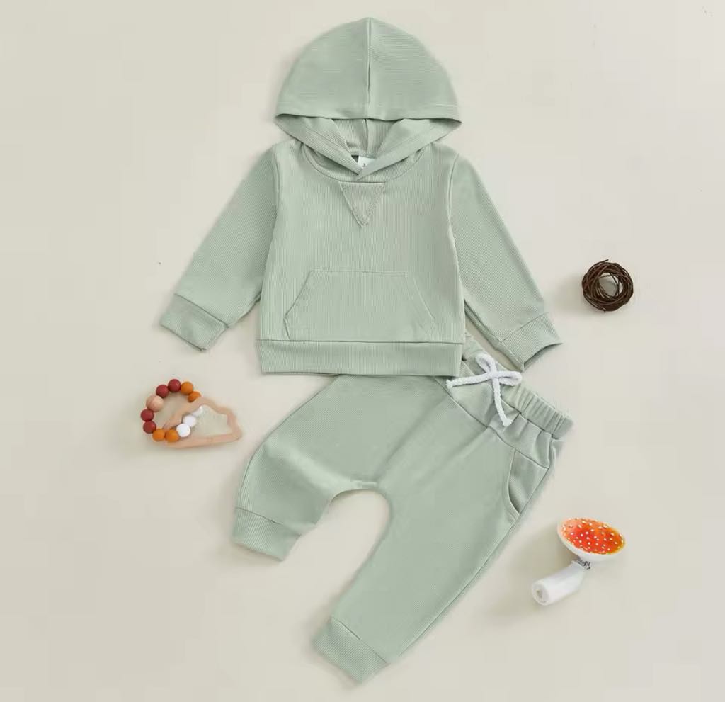 PREORDER: Ribbed Hooded Pullover and Pant Set 12.23.24