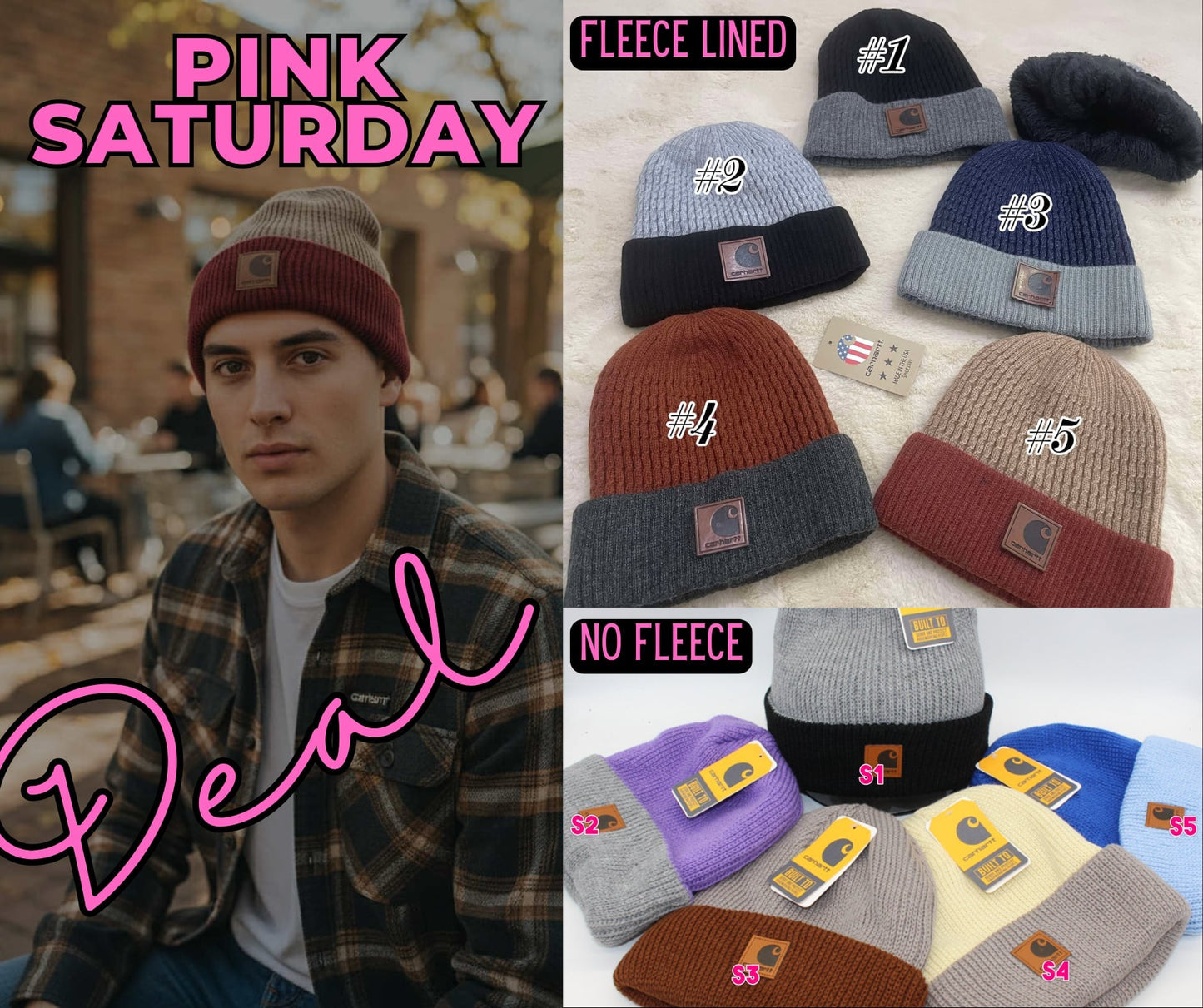 PREORDER: Black friday/ Pink saturday Fleece lined & Non- Fleece lined knit hat 12.1.25