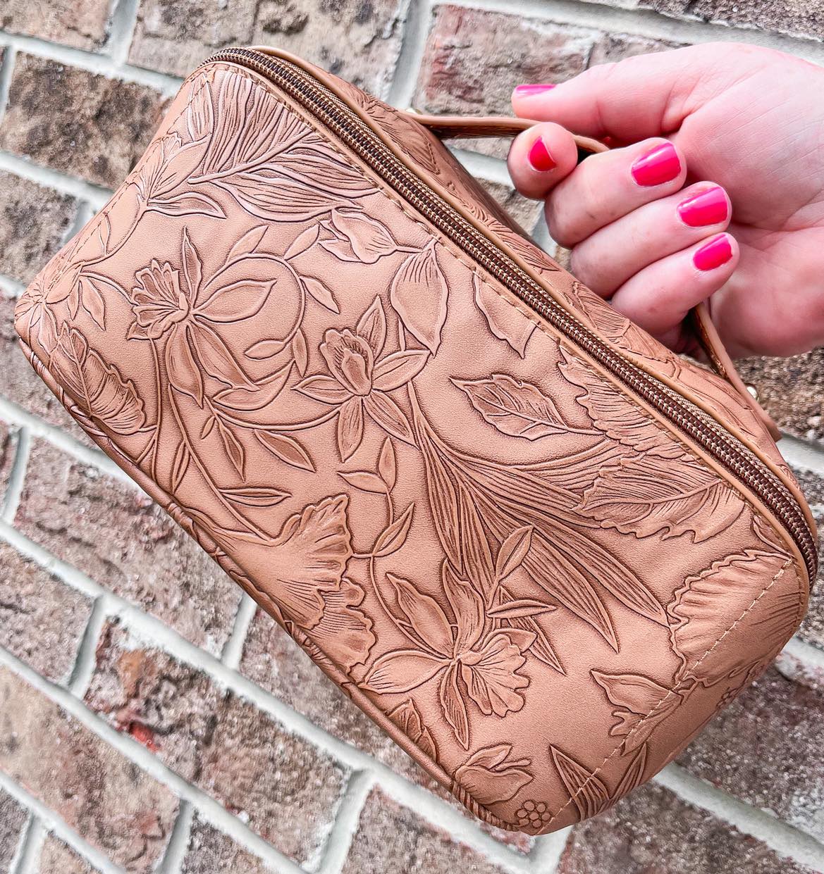 RTS: Printed Vegan Leather Cosmetic Bag