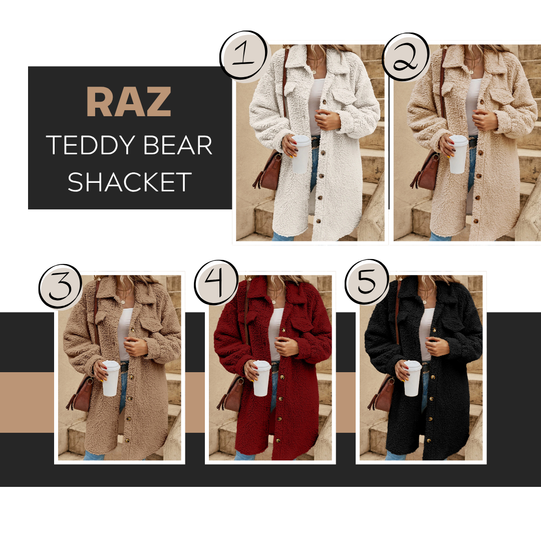 PREORDER: Rerun RAZ Teddy Bear Shacket 12.1.25