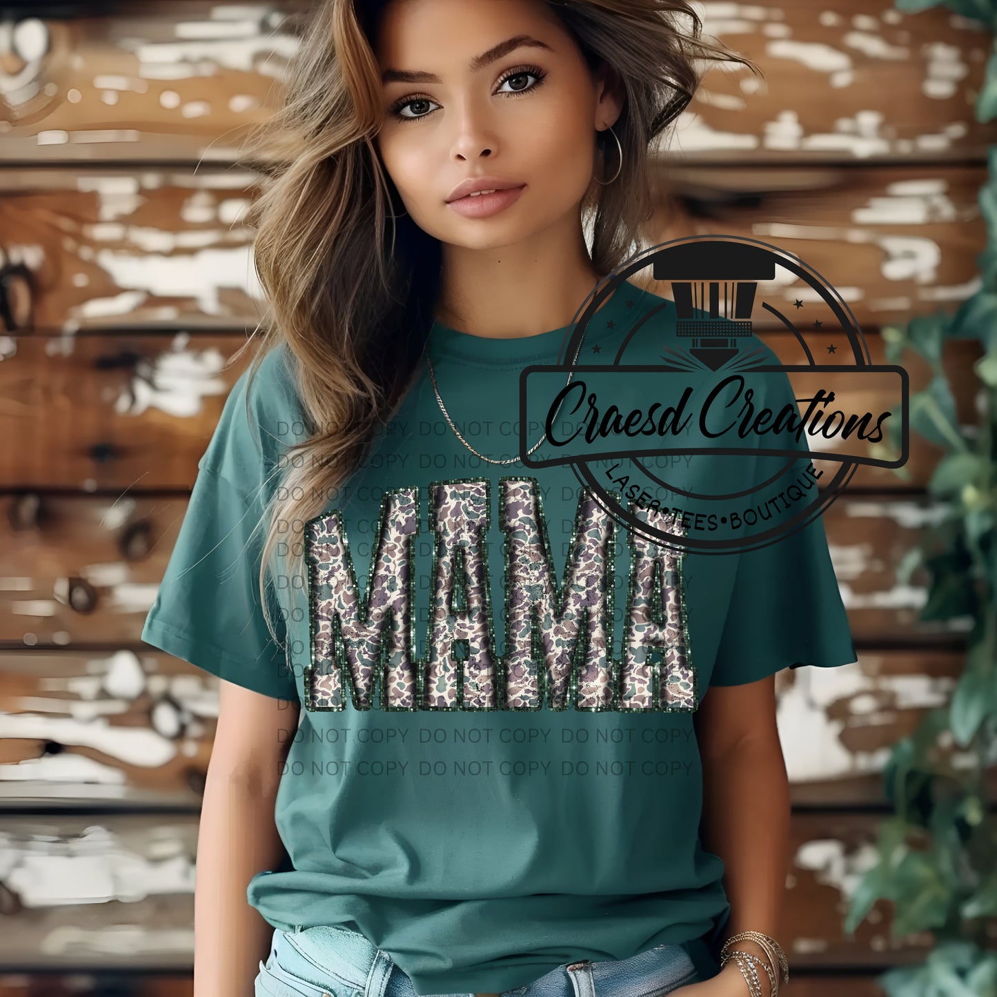 Duck camo Faux puff mama