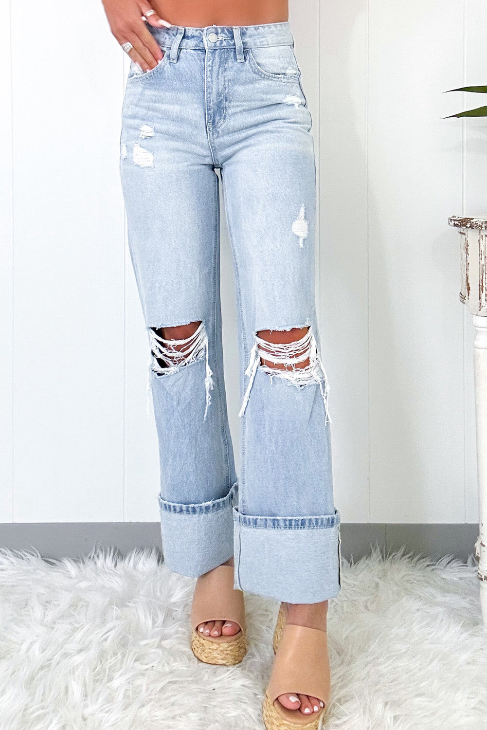 Light Wash Flared Cuff Denim Preorder