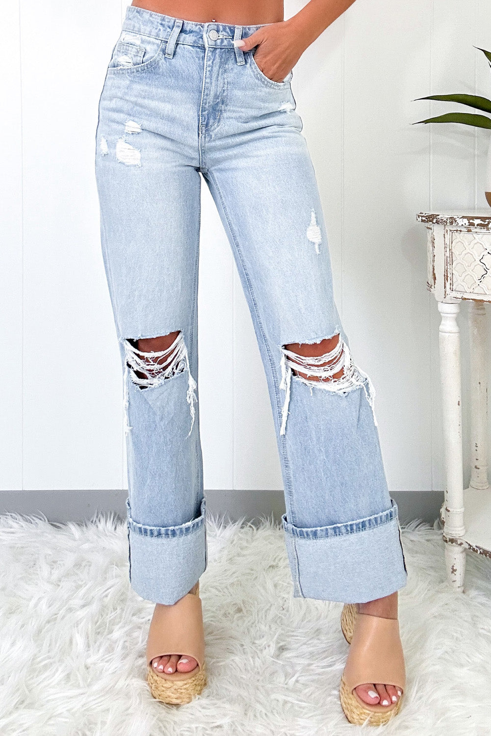 Light Wash Flared Cuff Denim Preorder