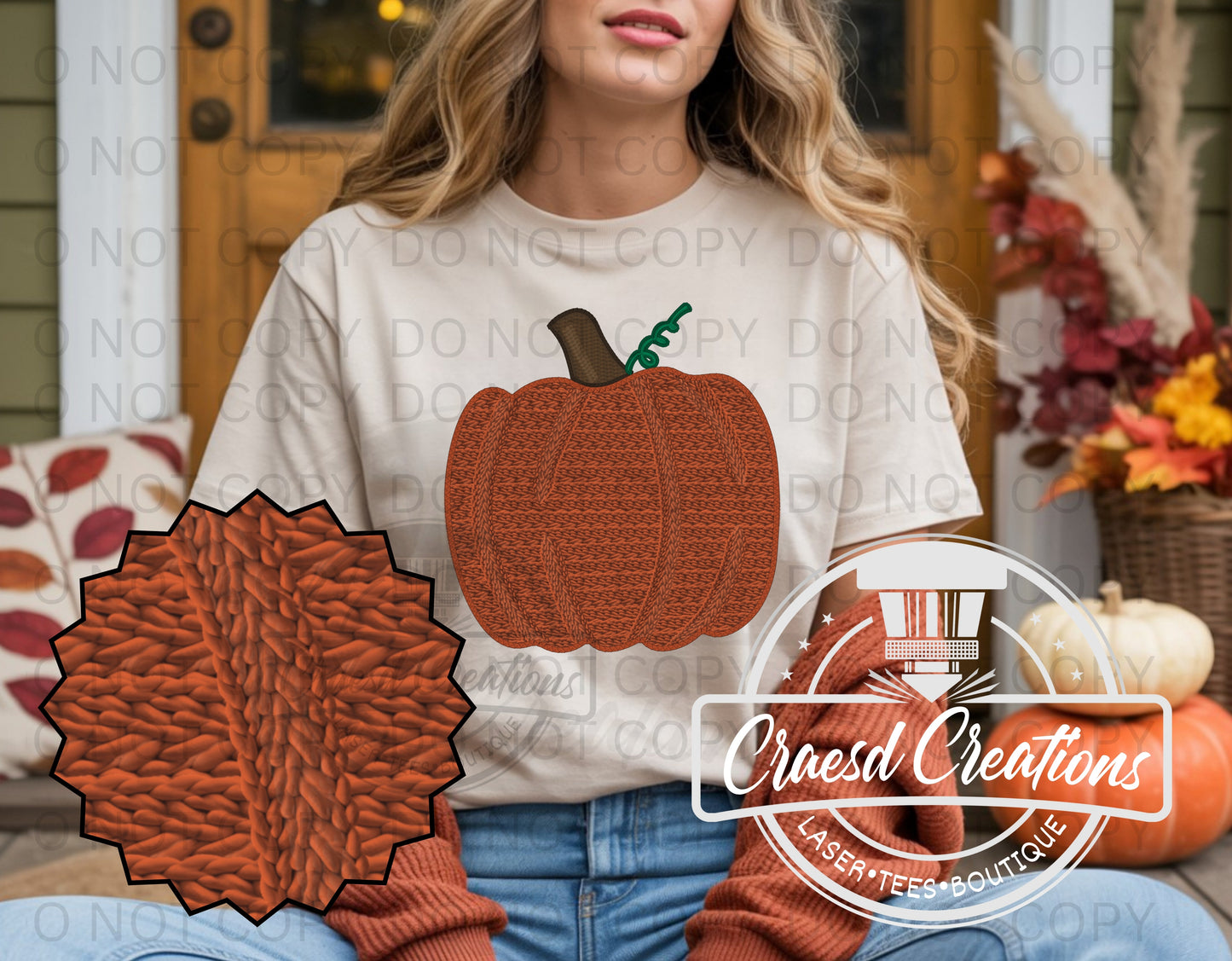 Faux crochet fall pumpkin